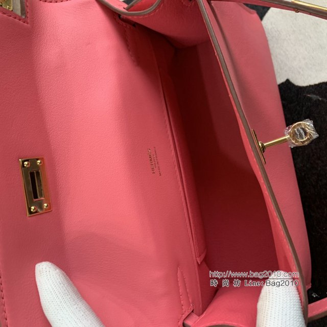 Hermes凱利女包 愛馬仕Minikelly pochette一代 原廠進口swift皮 半手工蠟線 唇膏粉 金銀扣  tdh2260